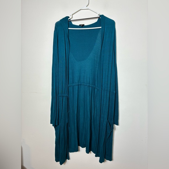 torrid Sweaters - Torrid Open Front Cardigan Long Line Sz 2XL Teal Long Sleeve Rayon Hooded
